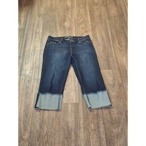 Women's Cuffed Cropped Blue Denim Jeans